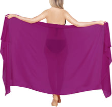 Load image into Gallery viewer, LA LEELA Women&#39;s Chiffon Beach Long Sarong Sheer Bikini Swimsuit Cover up