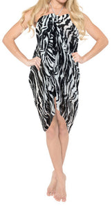 LA LEELA Women's Boho Sarong Bikini Cover Up Beach Wrap Towel 72"x42" Black_D610