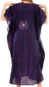 LA LEELA Cotton Batik Printed Women's Kaftan Kimono Summer Beachwear Cover up Dress Purple_T251