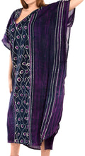 Load image into Gallery viewer, LA LEELA Cotton Batik Printed Women&#39;s Kaftan Kimono Summer Beachwear Cover up Dress Purple_T251
