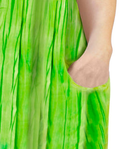 Women's Caftan Cover up Rayon Long Beach MAXI DRESS Cover Up Hand Tie Dye Green