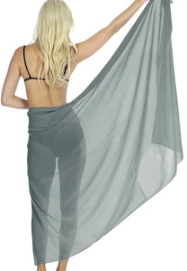 La Leela Women's Bikini Beach Wrap Hawaiian Sarong Swimming Suit Bathing Pareo Beachwear Dress Cover up Long 68"x42" Grey 125619