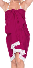 Cargar imagen en el visor de la galería, la-leela-rayon-cover-up-suit-womens-beach-sarong-solid-78x39-dark-pink_3623-pink_r804