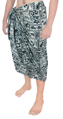 LA LEELA Men's Standard Casual Sarong Long Shower Wrap One Size Green