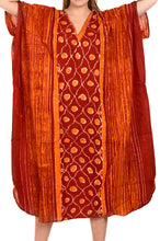 Load image into Gallery viewer, la-leela-cotton-batik-womens-kaftan-kimono-summer-beachwear-cover-up-dress-Maroon
