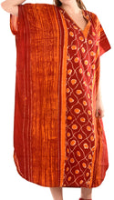 Load image into Gallery viewer, LA LEELA Cotton Batik Printed Women&#39;s Kaftan Kimono Summer Beachwear Cover up Dress  Red_O797