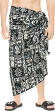 Load image into Gallery viewer, La Leela Men&#39;s Hawaiian Beach Wrap Sheer Sarong Swimming Bathing Suit Towel Beachwear Swim Pareo Cover up Long 72&quot;X42&quot;  Black 125960