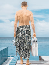 Load image into Gallery viewer, La Leela Men&#39;s Hawaiian Beach Wrap Sheer Sarong Swimming Bathing Suit Towel Beachwear Swim Pareo Cover up Long 72&quot;X42&quot;  Black 125960