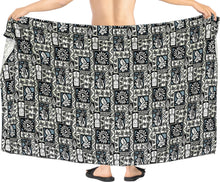 Load image into Gallery viewer, La Leela Men&#39;s Hawaiian Beach Wrap Sheer Sarong Swimming Bathing Suit Towel Beachwear Swim Pareo Cover up Long 72&quot;X42&quot;  Black 125960