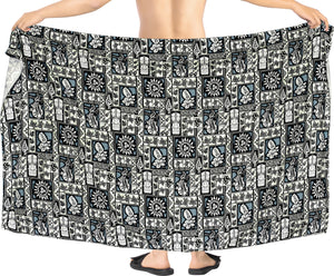 La Leela Men's Hawaiian Beach Wrap Sheer Sarong Swimming Bathing Suit Towel Beachwear Swim Pareo Cover up Long 72"X42"  Black 125960