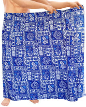 Load image into Gallery viewer, la-leela-men-sarong-soft-light-printed-swimwear-casual-pareo-mens-72x42-royal-blue_2672