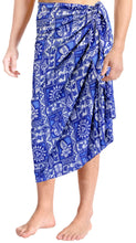 Load image into Gallery viewer, LA LEELA Men Sarong Soft Light Printed Swimwear Casual Pareo Mens 78&quot;X42&quot; Royal Blue_2672