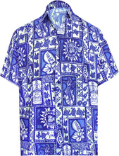 Load image into Gallery viewer, la-leela-shirt-casual-button-down-short-sleeve-beach-shirt-men-aloha-pocket-Shirt-Blue_W325