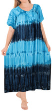Load image into Gallery viewer, la-leela-rayon-tie-dye-wedding-tunic-long-women-casual-dress-beach-cover-up-light-blue-3340-one-size
