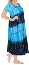 Load image into Gallery viewer, la-leela-rayon-tie-dye-wedding-tunic-long-women-casual-dress-beach-cover-up-light-blue-3340-one-size