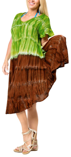 la-leela-dress-beach-cover-up-rayon-tie-dye-casual-strapless-tank-cover-up-parrot-green-609-plus-size
