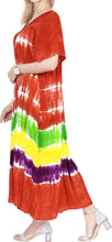 Load image into Gallery viewer, Women&#39;s Caftan Cover up Orange RAYON HAND Tie Dye Maxi RAYON Cover up swimwear W