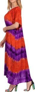 Women's Caftan Cover up Rayon Cover Up Swimwear Scoop Neck Hand Tie Dye Tank MAX