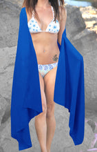 Load image into Gallery viewer, la-leela-swimwear-rayon-cover-up-long-swim-tie-wrap-swimsuit-sarong-solid-88x42-royal-blue_5023