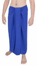 Load image into Gallery viewer, la-leela-men-sarong-rayon-solid-swimsuit-beach-pareo-towel-boy-wrap-72x42-royal-blue_5038