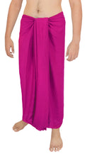 Load image into Gallery viewer, LA LEELA Men Sarong Rayon Solid Swimwear Resort Beach Pareo Boys Wrap 72&quot;X42&quot; Pink_5041