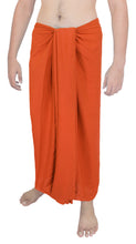Load image into Gallery viewer, la-leela-men-sarong-rayon-solid-casual-beachwear-swimwear-wrap-mens-72x42-orange_5043