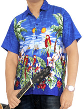 Load image into Gallery viewer, la-leela-shirt-casual-button-down-short-sleeve-beach-shirt-men-aloha-pocket-Shirt-Blue_W94