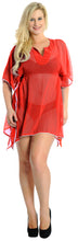 Load image into Gallery viewer, La Leela Sheer Lightweight Chiffon Solid Swimwear Bikini Beach Cover up Red
