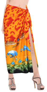 LA LEELA Women's Beach Cover Up Pareo Canga Swimsuit Sarong One Size Orange_E762