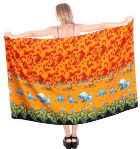 LA LEELA Women's Beach Cover Up Pareo Canga Swimsuit Sarong One Size Orange_E762