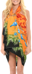 LA LEELA Women's Beach Cover Up Pareo Canga Swimsuit Sarong One Size Orange_E762