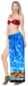 LA LEELA Women Sarong Dress Coverup Tie Pareo Wrap Swimsuits One Size Blue_E752