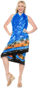 LA LEELA Women Sarong Dress Coverup Tie Pareo Wrap Swimsuits One Size Blue_E752
