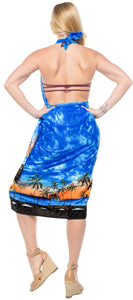 LA LEELA Women Sarong Dress Coverup Tie Pareo Wrap Swimsuits One Size Blue_E752