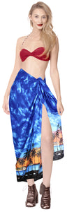 LA LEELA Women's Beach Cover Up Pareo Canga Swimsuit Sarong One Size Blue_E751