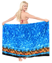 Load image into Gallery viewer, LA LEELA Women Sarong Swimsuit Tie Cover Up Wrap Beach Dress One Size Plus Blue_E748