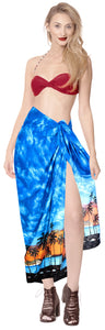 LA LEELA Women Sarong Swimsuit Tie Cover Up Wrap Beach Dress One Size Plus Blue_E748
