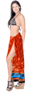 LA LEELA Women Boho Sarong Swimwear Cover Up Beach Wrap One Size Plus Orange_E746