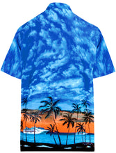 Load image into Gallery viewer, la-leela-shirt-casual-button-down-short-sleeve-beach-shirt-men-aloha-pocket-Shirt-Blue_W10