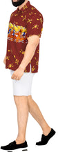 Cargar imagen en el visor de la galería, LA LEELA Shirt Casual Button Down Short Sleeve Beach Shirt Men Aloha Pocket Shirt Blood Red_W11