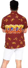 Cargar imagen en el visor de la galería, LA LEELA Shirt Casual Button Down Short Sleeve Beach Shirt Men Aloha Pocket Shirt Blood Red_W11