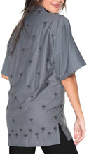 Load image into Gallery viewer, la-leela-womens-beach-casual-hawaiian-blouse-short-sleeve-button-down-shirt-grey
