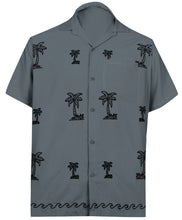 Load image into Gallery viewer, la-leela-mens-regular-size-beach-hawaiian-shirt-aloha-tropical-beach-front-pocket-short-sleeve-grey