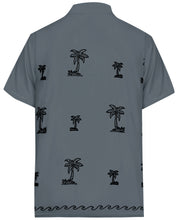 Load image into Gallery viewer, la-leela-mens-regular-size-beach-hawaiian-shirt-aloha-tropical-beach-front-pocket-short-sleeve-grey