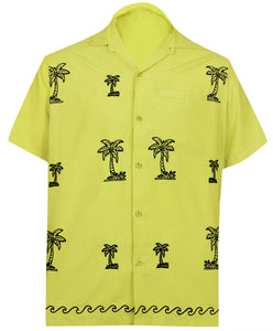 LA LEELA Shirt Casual Button Down Short Sleeve Beach Shirt Men Embroidered 170