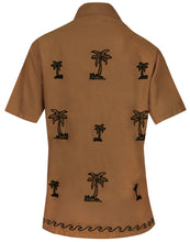 Load image into Gallery viewer, la-leela-womens-beach-casual-hawaiian-blouse-short-sleeve-button-down-shirt-brown