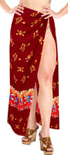 Load image into Gallery viewer, la-leela-soft-light-long-swim-dress-beach-girl-sarong-printed-78x39-red_6504