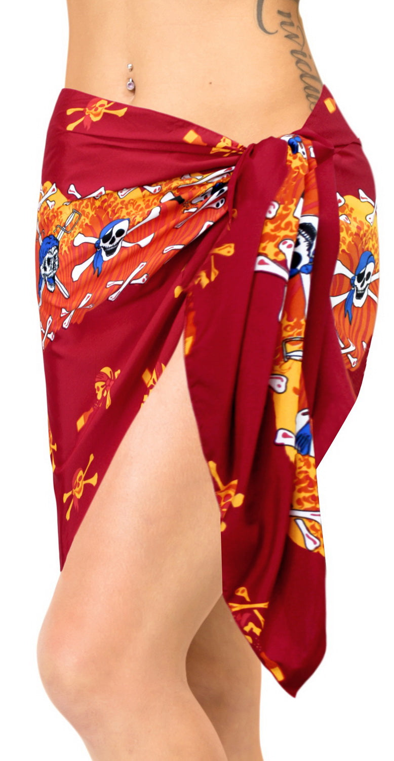 la-leela-likre-swimsuit-wrap-pareo-girl-beach-sarong-printed-72x21-red_331