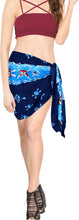 Load image into Gallery viewer, LA LEELA Women Beachwear Bikini Cover up Wrap Pareo Dress Swimwear Mini Sarong Blue