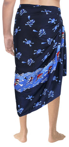 LA LEELA Beach Wear Mens Sarong Pareo Wrap Cover upss Bathing Suit Beach Towel Swimming Blue_Q62